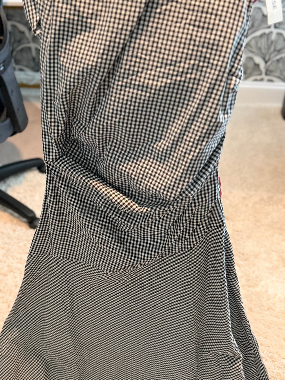 Commense Black and White Gingham Fit-and-Flare Women's Dress